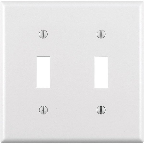 Leviton White 2 gang Thermoset Plastic Toggle Wall Plate 88009-000